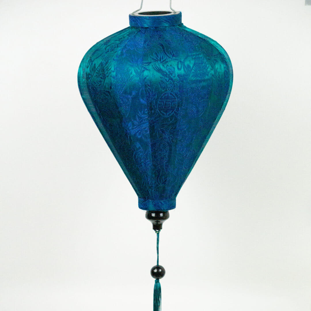 Hoi An Lampion Blau Gruen Ballon Makapli Seidenlampion Farbe Blau Grün, Form Ballon
