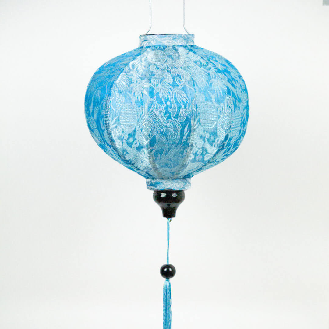 Hoi An Lampion Hellblau Tuerkis Rund Seidenlampion - Hellblau – Bild 2