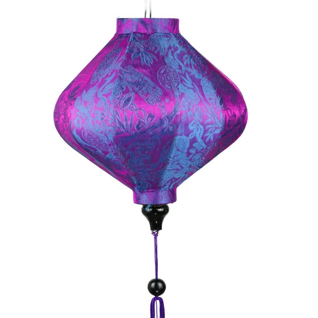 Hoi An Lampion Lila Diamant Lila Seidenlampion in Diamant Form