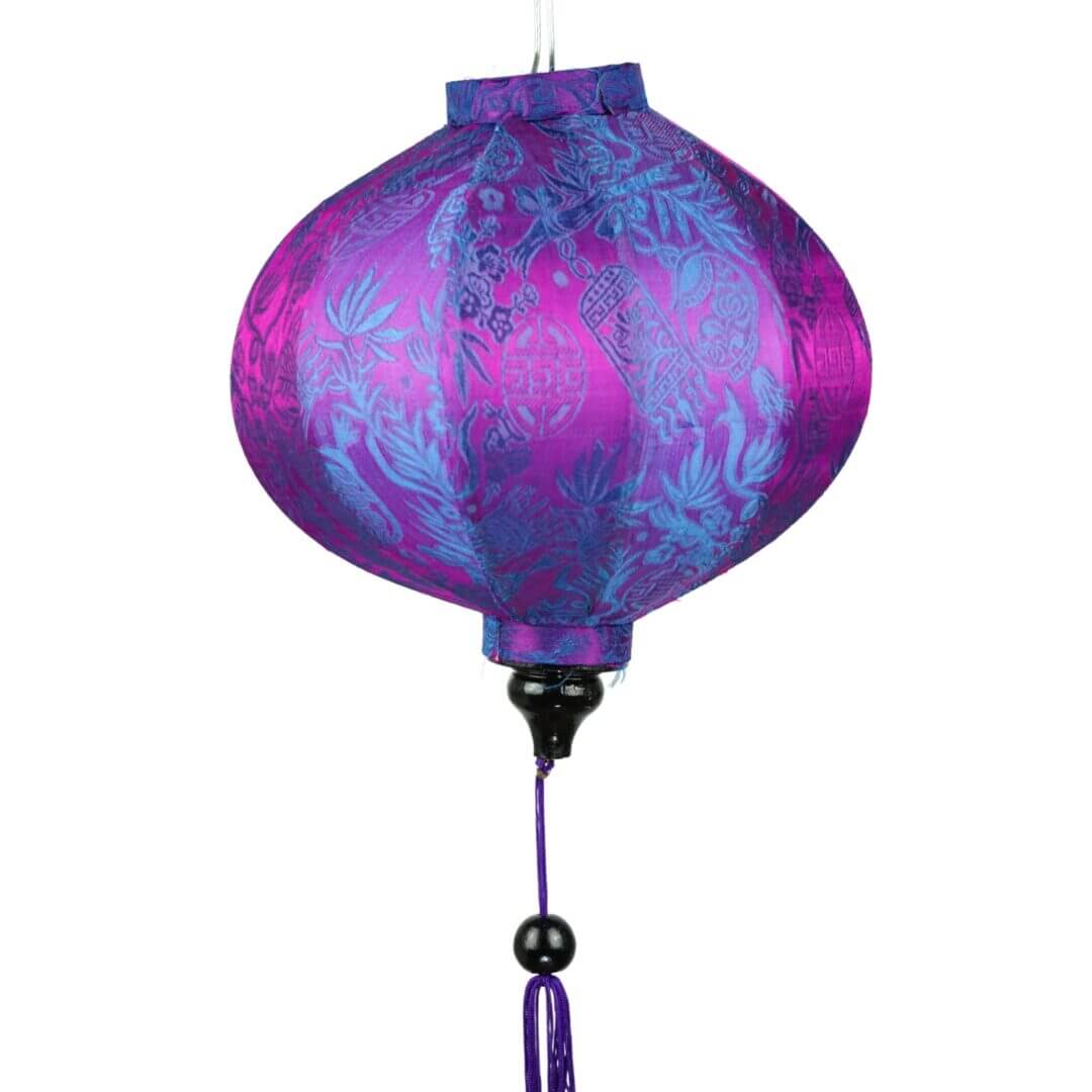 Hoi An Lampion Lila Rund Lila Seidenlampion in runder Form