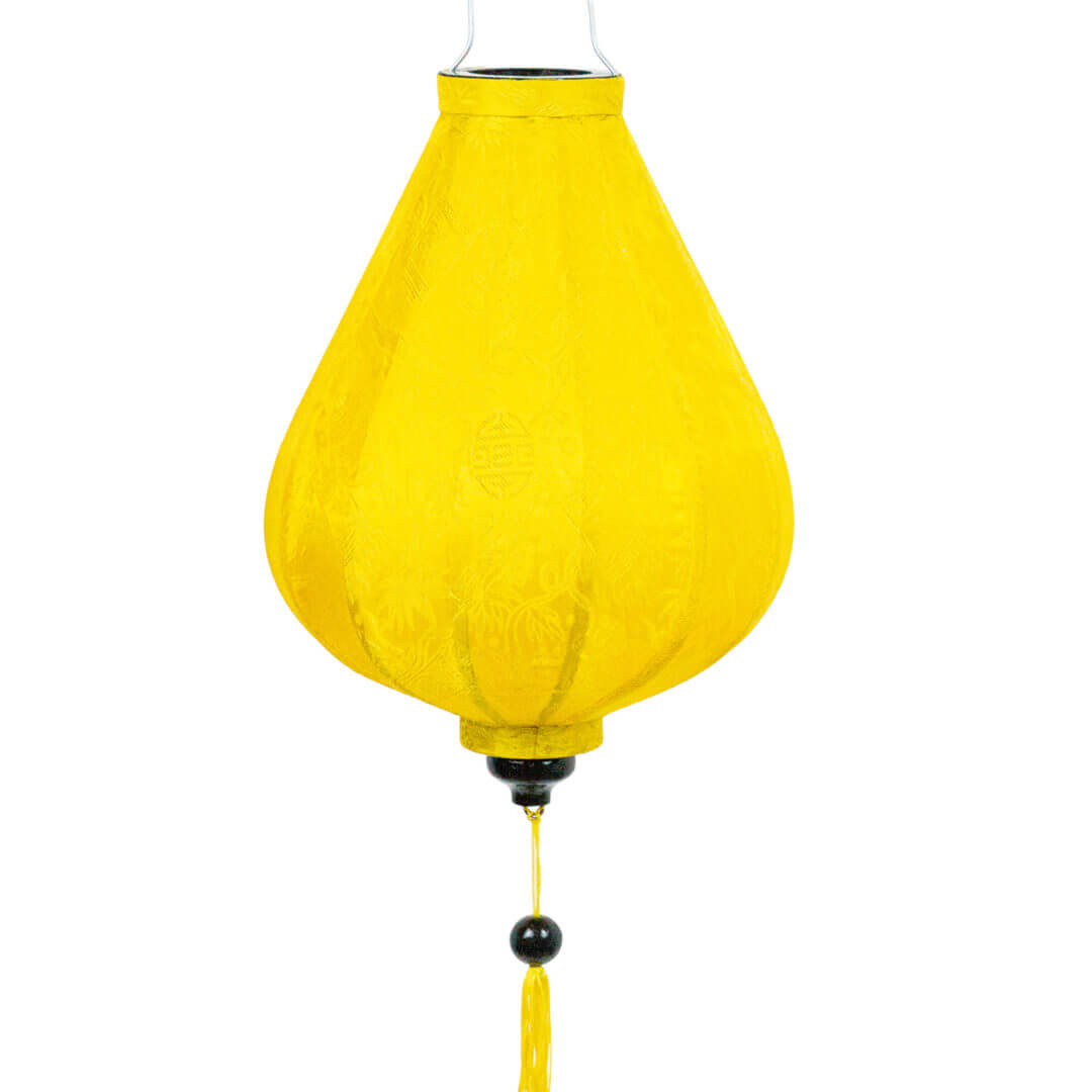 Hoi An Seidenlampion Gelb Tropfen Close Up Makapli Seidenlampion Gelb, Form Tropfen