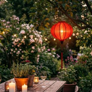 Vietnam Lampion Rot im Garten