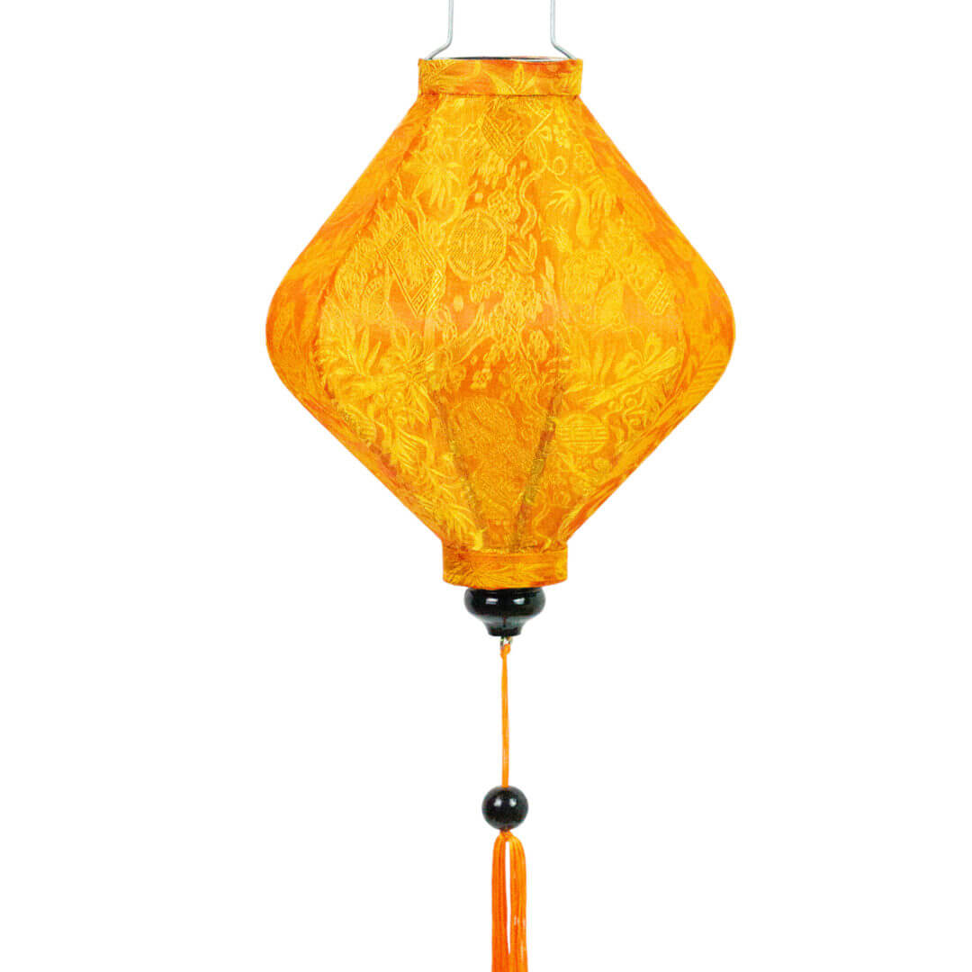 Hoi An Seidenlampion Orange Diamant Close Up Makapli Seidenlampion Farbe Orange, Form Diamant