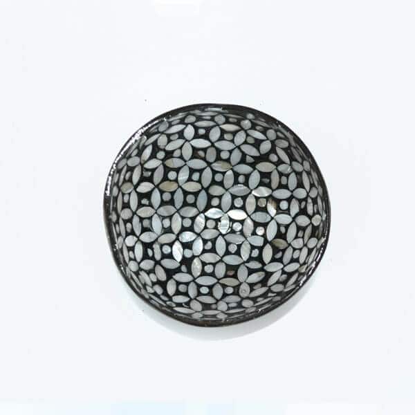 1 oben Gross Kokosnussschale Schwarz Silber Perlmutt – Bild 3