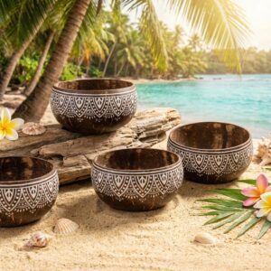 Jumbo Coconut Bowl Family Pack in einer Nahaufnahme am Strand