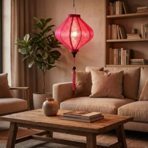 Vietnam Lampion Pink in Wohnzimmer