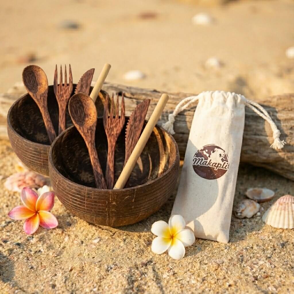 Coconut Bowl Yin Duo mit Besteckset Coconut Bowl Yin Duo mit Besteckset
